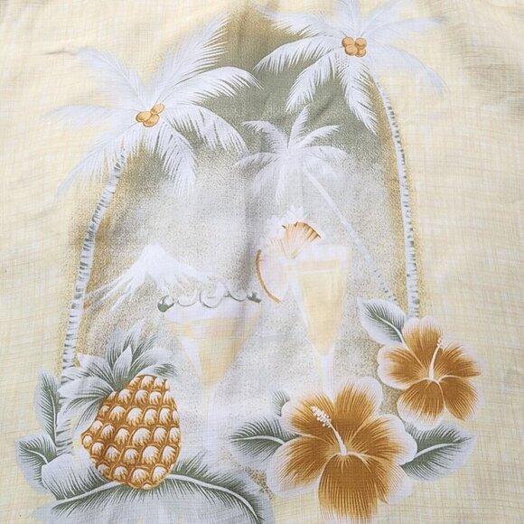 Tommy Bahama 100% Silk Yellow Short Sleeve Mens Hawaiian Shirt Pineapple XXL - Picture 3 of 14